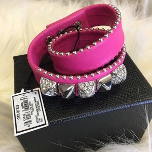 NWT Juicy Couture Pink Leather wrap stud bracelet